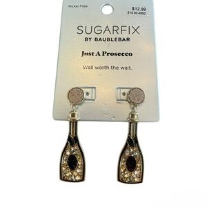 BaubleBar Gold and Black Sparkle Crystal Prosecco Earrings